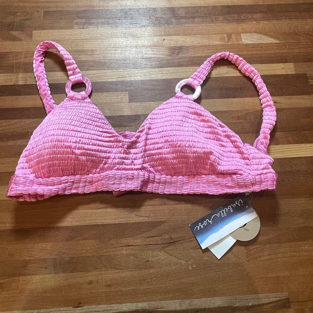 Isabella Rose Maza Textured Bralette Bikini Top D-cup pink